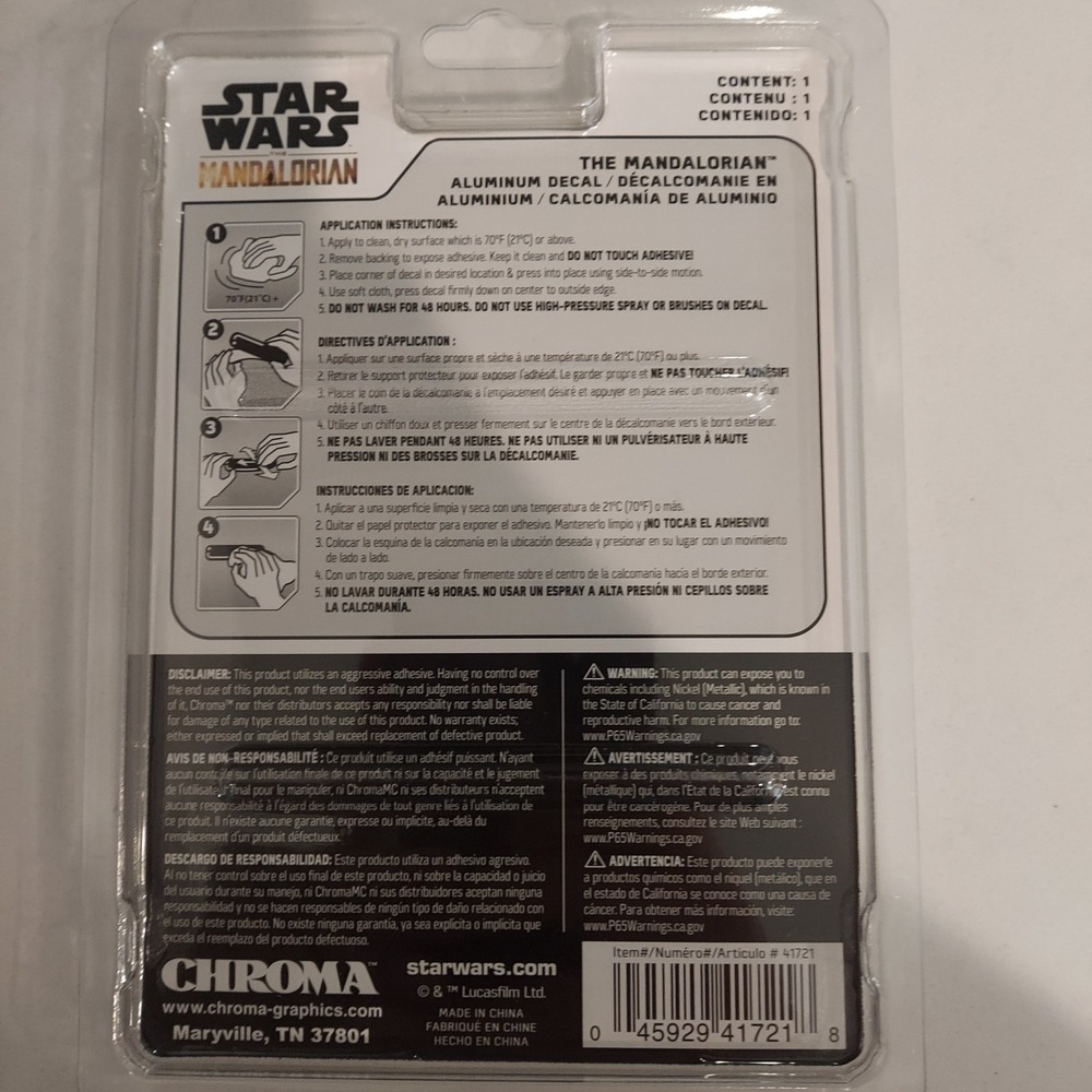 Star Wars The Mandalorian Mando's Helmet Aluminum Car Decal Silver - Picture 2 of 7